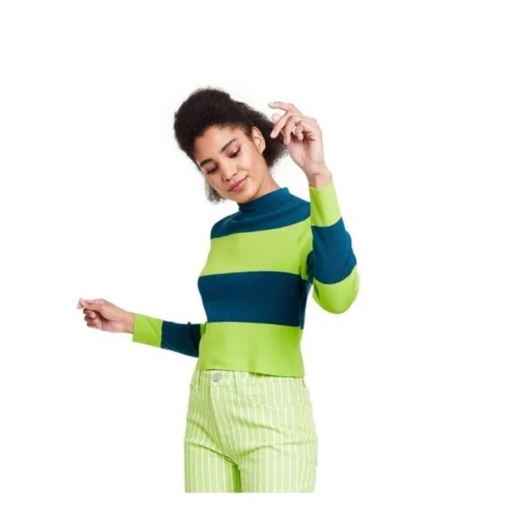 Victor Glenaud x Target teal and blue mock turtleneck sweater